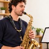 Adjustable Leather Saxophone Shoulder Harness with Aluminum Support Plate, Shoulder-Supported