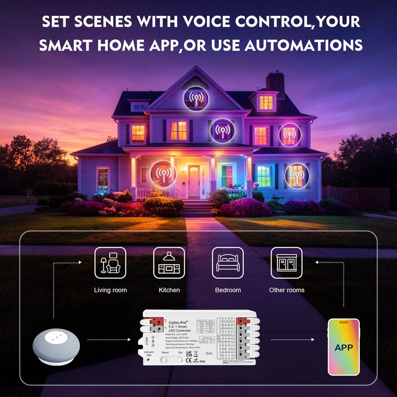 Vibe2Go ZigBee 3.0 Pro+ 5-in-1 Smart LED Controller, 20A Max
