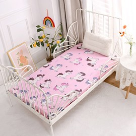 NATURETY Bedding Fitted Sheet with Deep Pocket,Cute Unicorn Printed Soft Fabric Bed Sheets (Pink(Unicorn), Full)