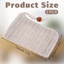 Piriuuo Pack of 2 Organic Soap Bags, Sisal Soap Bags, Natural Soap Bags, Safe and Durable Sisal Fibre Soap Bags for Hair Soap, Soap Bag Set, Soap Mesh Bag