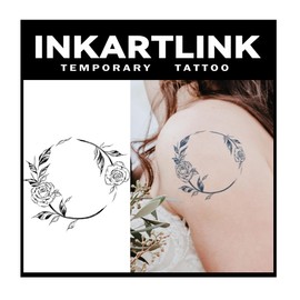 INKARTLINK Tattoo Tech, 2 Sheets Medium Semi Permanent Tattoo, Adult Art Design Temporary Tattoos, Lasts 1-2 Weeks, Waterproof, Realistic Look (Floral Language Series: Twin Flowers Design)