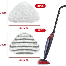 Bamyli 6 PCS Steam Mop Pads Compatible with Vileda and O-Cedar Steam Mop, Mop Head Replacement, Triangle Microfiber Cleaning Cloth, Microfibre Steam Mop Pads Replacement Pads(White&Grey)