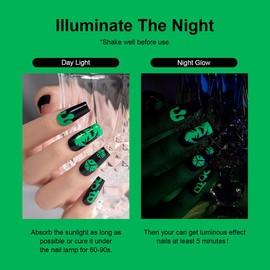 RARJSM Glow in the Dark Gel Nail Polish Fluorescent Green Glow in Dark Gel Polish Luminous Effect Gel Nail Polish Soak off U V/LED Cured Nail Art Manicure 15ml for Salon DIY at Home Party
