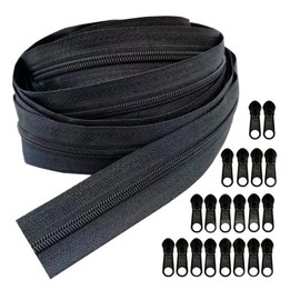 Bulk Zippers 10 Yards #3 Nylon Coil Zippers by The Yard with 20pcs Zipper Sliders Zipper Repair Kit for Sewing Tailor Crafts Bages(#3 Black)