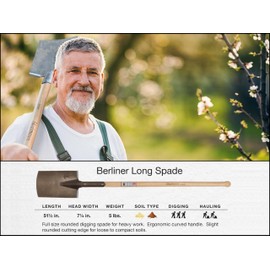 IDEALSPATEN - Made in Germany Since 1899 - Berliner Long Spade - Professional Digging Spade, Outperforms Shovels Tool 6lb - 51.3 in (Berliner)#IS130