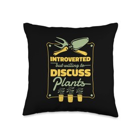 Raised Bed Gardening Tool Set Gifts For Beginners Introverted But Willing to Discuss Plants Ideas Gardening Throw Pillow, 16x16, Multicolor