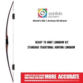 Sanlida Archery 68” Royal X8 Longbow Traditional Wooden Hunting Bow Handmade Hunting Bow and Arrows kit for Adults & Traditional Archers, RH Only (55lbs, Right Hand)