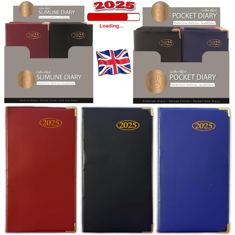 2025 Pocket Week To View Padded Diary Metal Corner Case