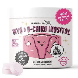 Hormone Balance & Cycle Support for Women – Myo & D-Chiro Inositol 40:1 by Legendairy Milk – Vegan Cherry Chewable Tablets – Dietary Supplement