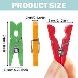 120 PCS Colored Mini Wooden Pegs, Wooden Photo Clips 2.5cm Small Crafting Pegs for Hanging photos,DIY Art and Craft Projects