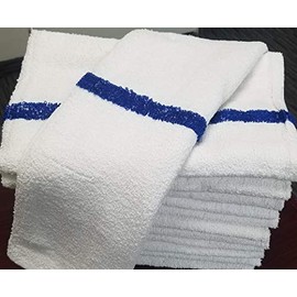 Towels N More New 36 Large White and Blue Stripe 24x48 Soft Blue Stripe Bath Towels Pool Spa Gym Hotel Motel Rental Room Soft Super Water Absorbent