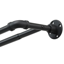 Industrial Double Curtain Rod for Windows 31 to 137 Inch, 1 Inch Heavy Duty Wrap Around Dual Curtain Rods, Adjustable Black Double Window Rods Telescoping for Windows, Living room, Sliding Glass Door