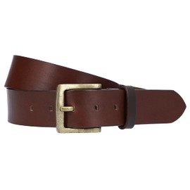 Gusti Jori Simple Leather Belt with Golden Buckle Accessories Men Women Unisex Belt Black Leather, dark brown