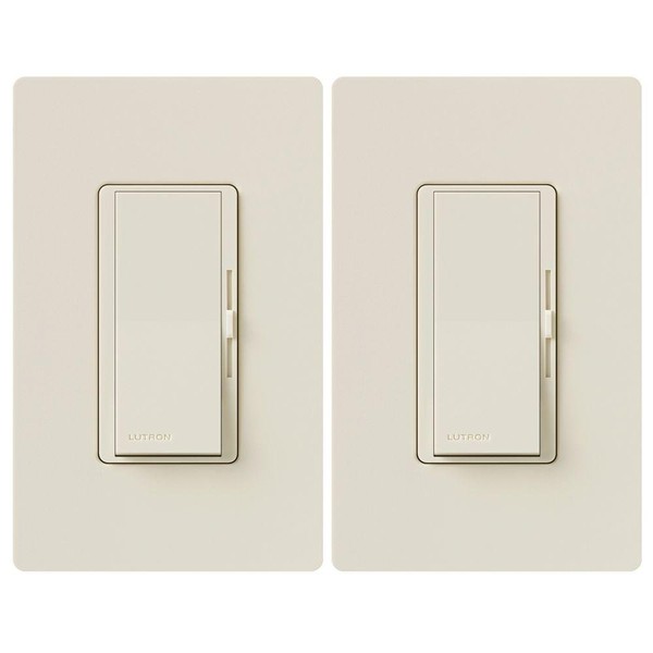 Lutron Diva LED+ Dimmer Switch for Dimmable LED, Halogen and Incandescent Bulbs, 150W/Single-Pole or 3-Way, Light Almond (2-Pack)