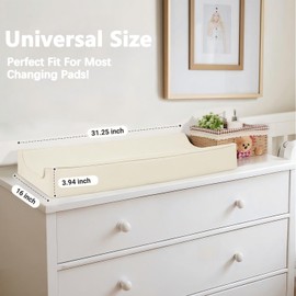 Vegan Leather Changing Pad Cover - 31"X 16" - Waterproof Wipeable, Extra Thick & Portable & Non-Slip Diaper Mat - Fits Standard Changing Tables for Baby Boy Girl (White)