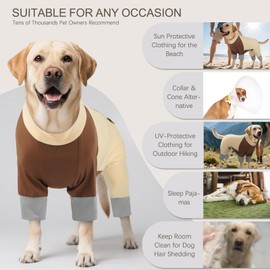 ROZKITCH UV Sun Protection Dog Shirt Summer Cooling Tank Top for Dogs, Breathable Stretch Fabric Ideal for Outdoor Adventures & Hot Weather Dog Cool Heat Protection Clothes YellowBrwon 2XL