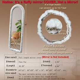 Fluffy Mirror Cover - 64"x21" Full Length Mirror Cover Universal Ultra Soft Non-Slip Cover Free Standing Full Body Mirror Cover Warm Home Decor for Living Room Bedroom Cloakroom, Gift for Girls
