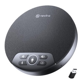 N newline Conference Speaker and Microphone, 4 AI Mics 360° Voice Pickup, Plug & Play, Bluetooth Speakerphone w/dongle, Wireless Daisy Chaining, Noise Reduction, for Meeting, Home Office, NewPie 91