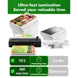 Laminator, A4 Laminator Machine, 9 inches Thermal Lamination Fast Warm-up with Build in Paper Trimmer,Portable Personal Laminating for Home/Office/School (A4 laminator +10PCS)