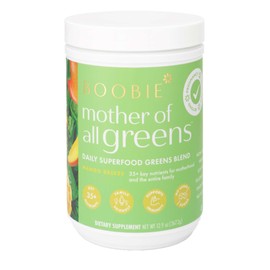 Boobie Mother of All Greens | Your New Family Ritual, Daily Super Greens Powder with 35+ Essential Nutrients for Moms & Families | Vegan, Gluten Free, & Sugar Free | Mango Flavor, 60 svgs