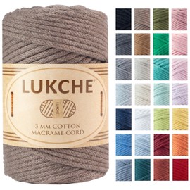 Braided Cotton Macrame Cord 3mm x 93 Yards (279 Feet), Colored Rope, Bohemia Macrame Rope, Macrame Yarn, Colored Craft Rope for Wall Hanging, Plant Hangers, Crafts, for Knitting (Brown 3mm) 1