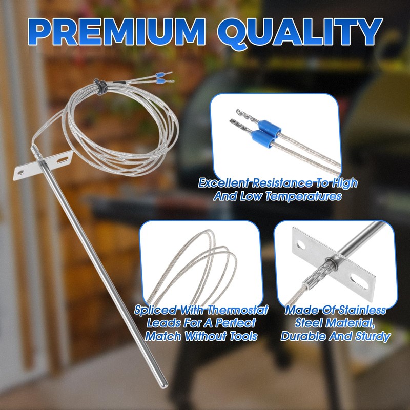 7“ RTD Temperature Probe Sensor, Replacement for Traeger Digital Thermostat,