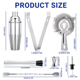Cocktail Set - Edelstahl Cocktail Shaker - Coktailmixset 750 ML - Cocktail zubehör mit Shaker, doppel messbecher, löffelfür Familien, Bars, Partys, Zuhause