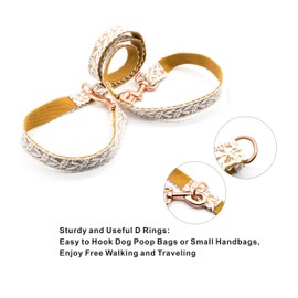 Dog Leash Cotton Lace Handmade 4-5 FT Adjustable Comfortable Unique Leashes for Small Medium Large Dogs Brown Double