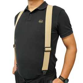 MELOTOUGH X back suspenders airport friendly Suspenders,NO buzz with Plastic Clip 1.5 inch fully elastic braces (KHAKI)