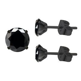 4mm 5A All Black Obsidian Hypoallergenic Quartz Stone Surgical 316L Stainless Steel, Tragus Cartilage Sleeper Earrings,Earring Stud Gift Box,Men Women (Black,4mm)