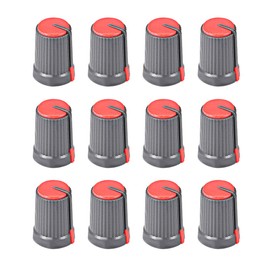 sourcing map Potentiometer Volume Knob Cap 6 mm Shaft Diameter Diameter 12 mm x 17 mm Height Plastic Red Pack of 12