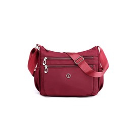 T.Y.ryanryan Women's Shoulder Bag, Cross-body Design, Lightweight, Nylon, Shoulder Bag, red (dark red)