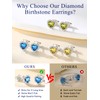 Suplight Sterling Silver Blue Aquamarine Heart Stud Earrings for Women