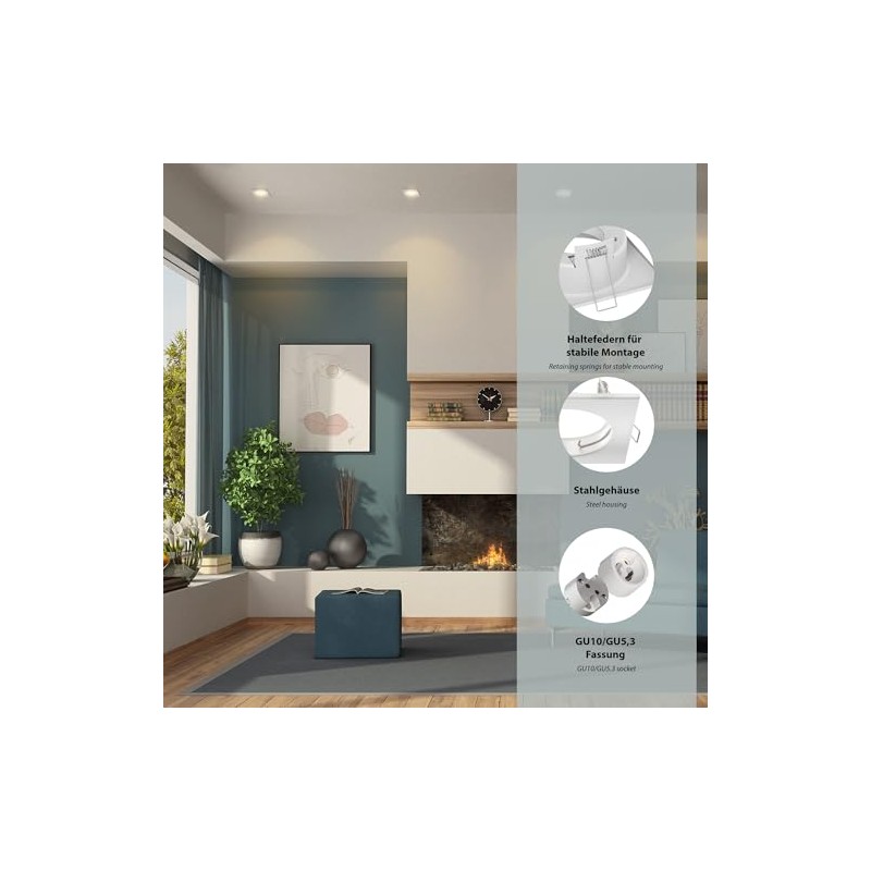 ledscom.de RIR Ceiling Mounting Frame, Square, Matt White, Pack of