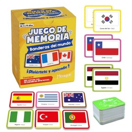 Menique Flags of the World Juego de memoria a juego – Edición en español, 100 cartas, 50 pares – Juego educativo de geografía para niños y adultos