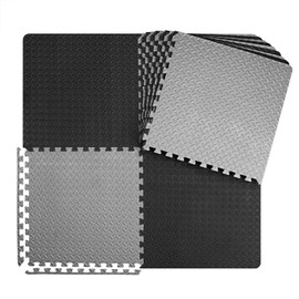 innhom Gym Mats Exercise Mat Puzzle Foam Mats Gym Flooring Mat Interlocking Foam Mats with EVA Foam Floor Tiles for Gym Equipment Workouts, Black/Gray