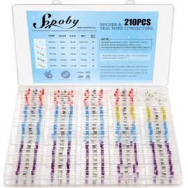 Sopoby 210PCS Solder Wire Connectors, Self-Solder Heat Shrink Butt Connector Waterproof Insulated Electrical Butt Splice Wire Terminals for Automotive Boat Truck Stereo Wire Joint(5 Colors/5 Sizes)