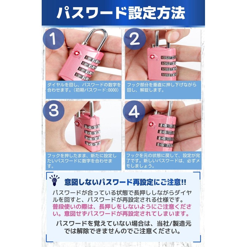 fogman TSA Lock, Padlock, 4-Digit, Dial-type, Suitcase, Anti-theft