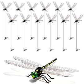 12 Pack 3D Dragonfly Clips - Realistic Garden Decorations
