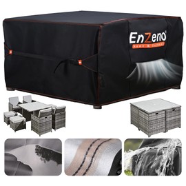 Enzeno Cube Garden Furniture Covers Waterproof for Outdoor, 125 * 125cm, Patio Rattan Cube Set Cover outside, Heavy Duty 420D Oxford Fabric Garden Square Table Cover with Air Vent