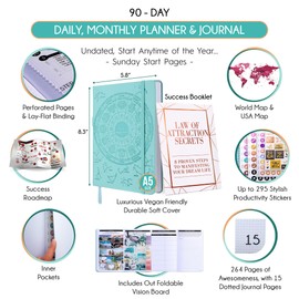 Daily Self Care & Manifestation Journal - A 5 Minute Journal, A 90 Days Planner, Creating Your Dream Life, Positivity, Affirmation & Gratitude Journal, Vision Board, Guided Journal - Undated Planner