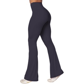 Sunzel Flare Leggings, Crossover Yoga Pants with Tummy Control, High-Waisted and Wide Leg, 28" Inseam, Graphite Medium