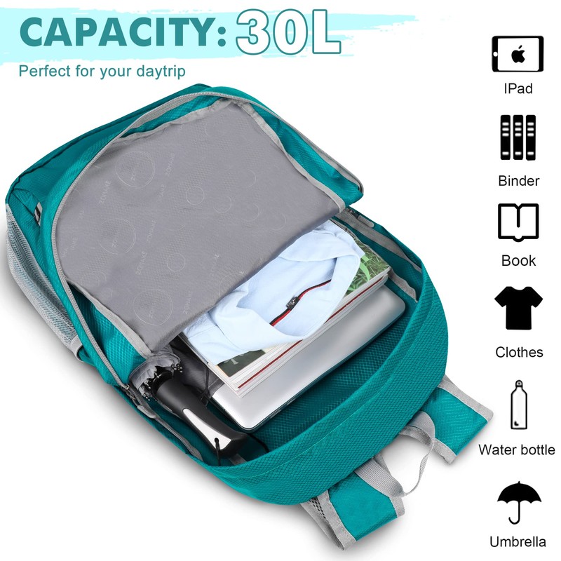 Packable Hiking Backpack 30L - Lightweight Foldable Backpacks Water Resistant