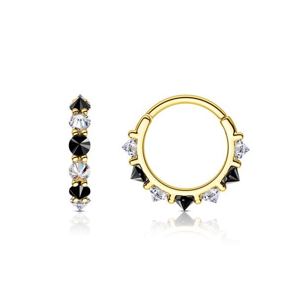 COCHARM Septum Rings, 16G Gold Septum Jewelry, Clear CZ Helix