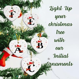 Letter Name Ornaments 2024, Initial Name Christmas Ornament, Monogram Uppercase Alphabet Heart Shaped Ceramic Ornament, Custom Letter Ornament A-Z, 26 Letters Ornaments, Name Tags Gift Idea (Letter H)