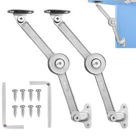WWYSSZ Pack of 2 Soft Close Lid Support Hinges Flap Holder with Locking Flap Fitting Flap Support Lid Support Hinge for Kitchen Door, Cupboard Door, Wardrobe Opening Angle 75°/90°/110°