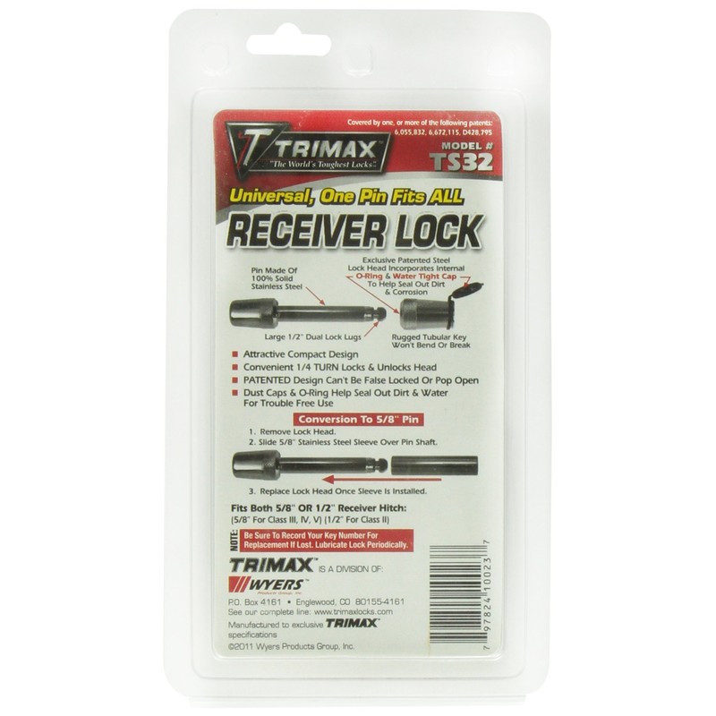 Trimax TS32 Universal Receiver Lock - Fits 1/2" and 5/8"