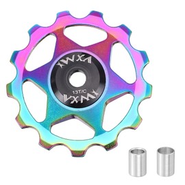 sourcing map 1 Set Bicycle Rear Derailleur Pulley 13T Metal Bearing Wheel Aluminum Alloy Guide Roller Wheels for 8/9/10/11 Speed Transmission System Road Bike Mountain Bike MTB BMX, Colorful