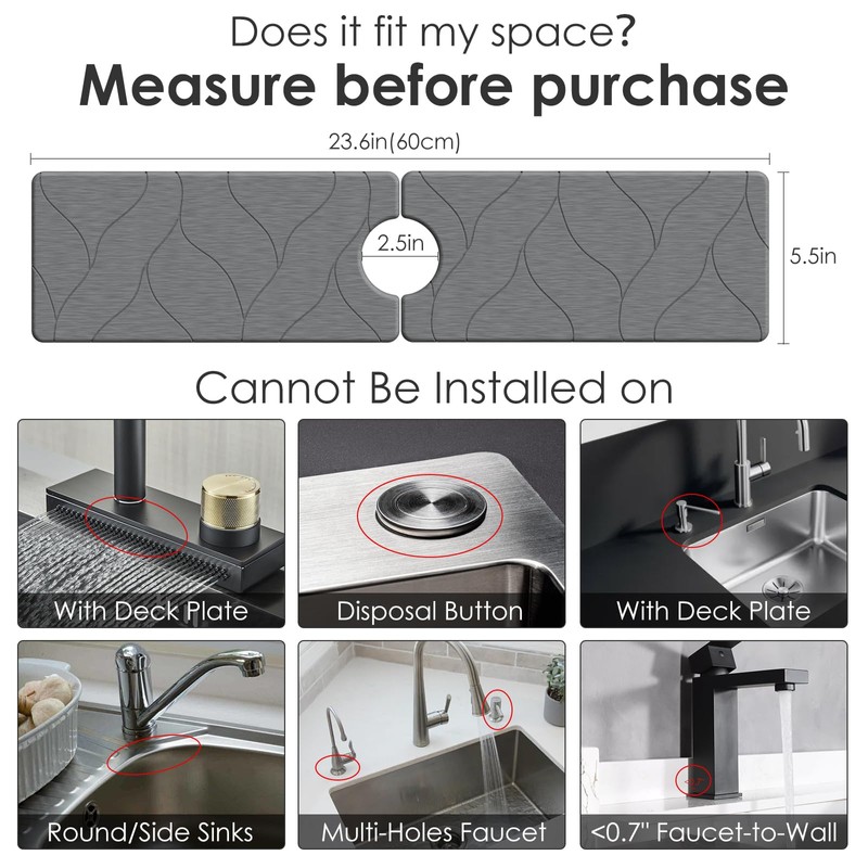 3 PCS Large Stone Dish Drying Mat for Kitchen Counter