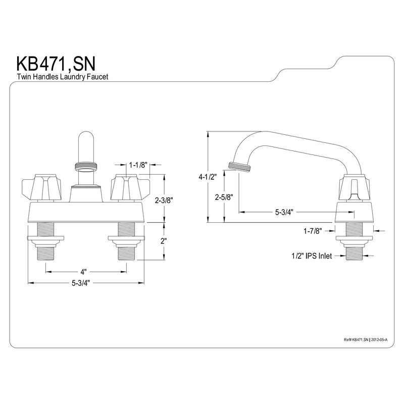 Kingston Brass KB471 Laundry Faucet, Polished Chrome, 5.75 x 4.5